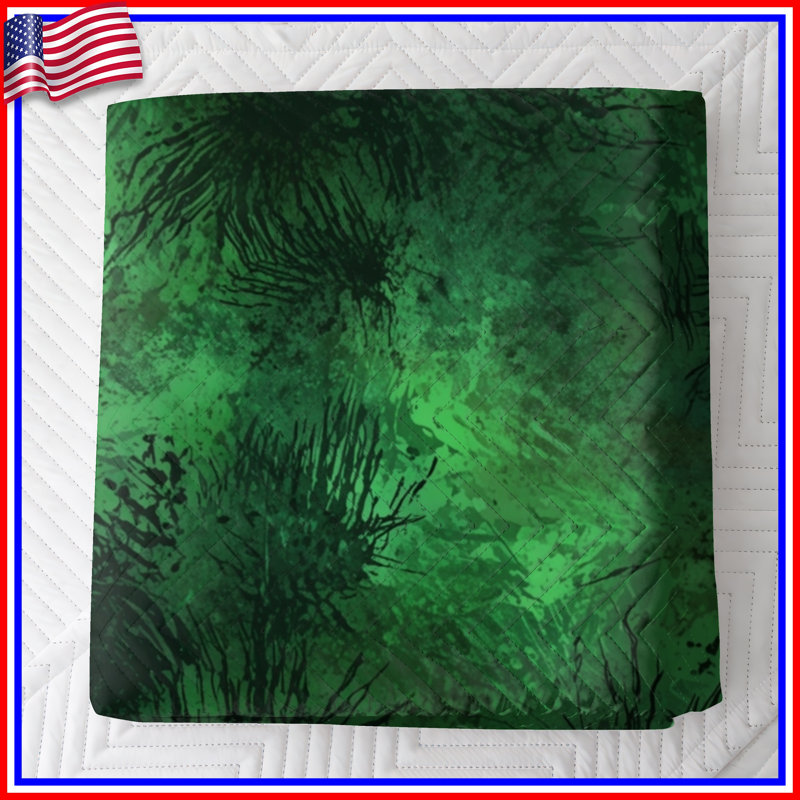 Couvre-lit matelassé vert à motif abstrait, Double