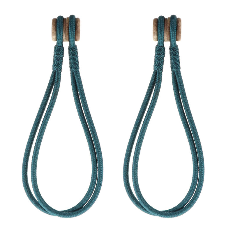 Ensemble de 2 attaches de rideaux magnétiques - Cordon double tressé avec embouts en bois, Blue