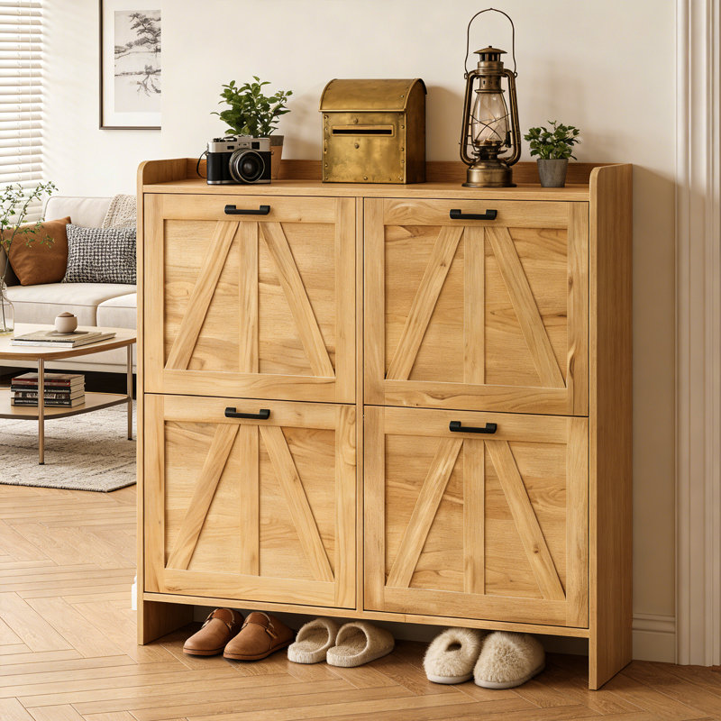 Armoire de rangement étroite pour chaussures avec 4 tiroirs rabattables pour le vestibule