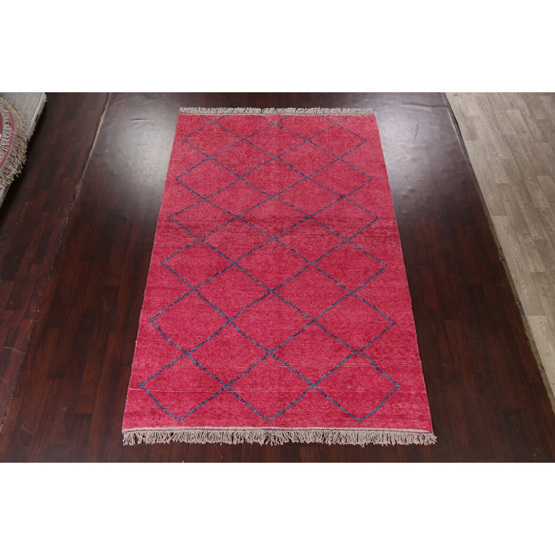 One-of-a-Kind 6'9" x 10'8" New Age Rectangle Wool Area Rug in Blue and Pink