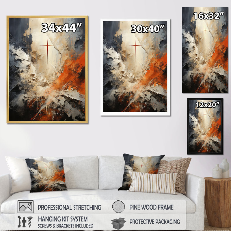Minimalisme Christianisme croix rêve - Christianisme grand art mural, Toile tendue, H 40 po x l 30 po, Sans cadre