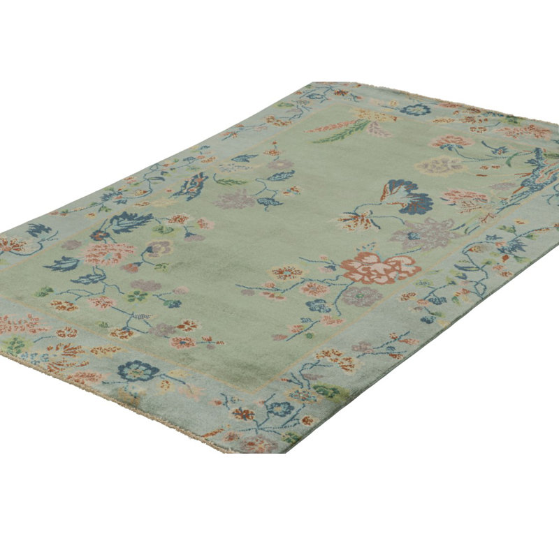 Art Deco Hand Knotted Wool Geometric Area Rug, Rectangle 10' x 14'