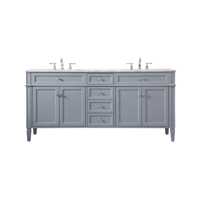 Rivers 72'' Double Bathroom Vanity with Marble Top, Gray
