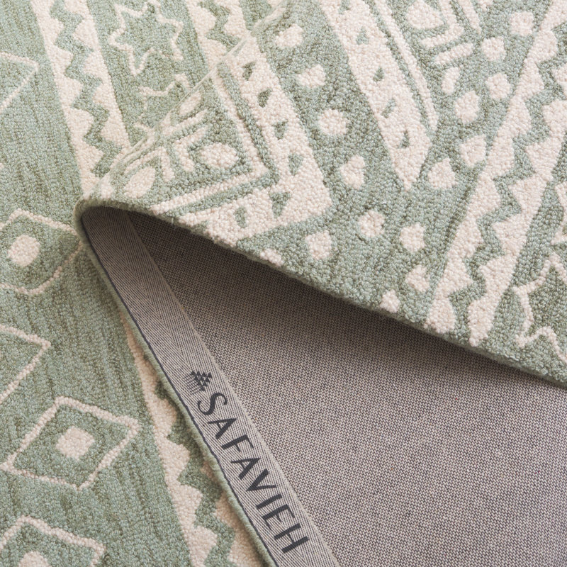 Micro-Loop Hand Tufted Wool & Cotton Geometric Rug, Rectangle 5' x 8'
