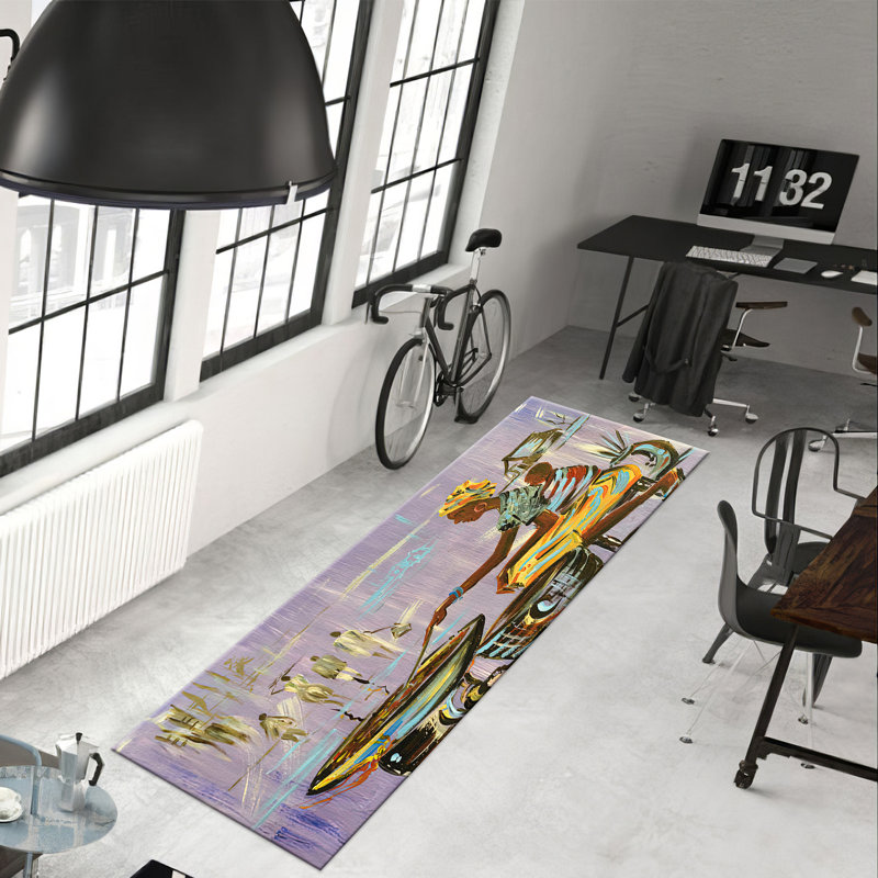 Premium Soft Pile Printed Rug with Intricate Abstract Geometric Design Perfect for Adding Artistic Flair to Your Living Room Bedroom or Office Space