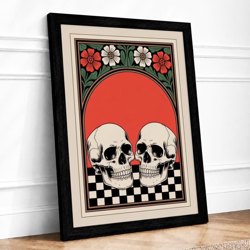 Ornamental Skulls Art Deco - Framed Print, A1 - 84.1 x 59.4 cm, Black