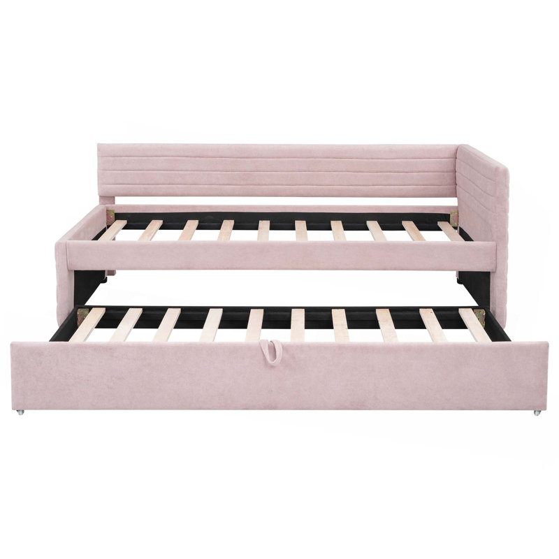 Lit de jour simple rembourré avec couchette, Rose