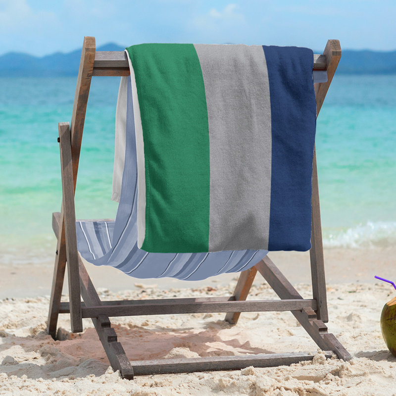 Vancouver Lightweight Beach Towel, Green/Cool Gray/Blue, Microfiber