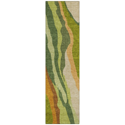 Petala Green Washable Indoor-Outdoor Rug - 