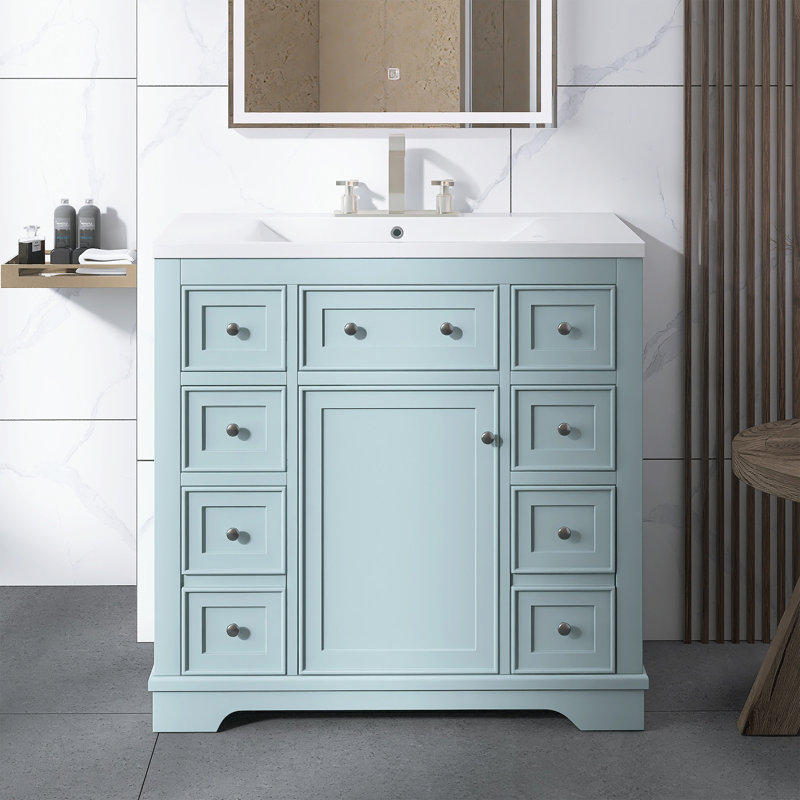 Meuble-lavabo sur pied 36 po avec lavabo, Vert