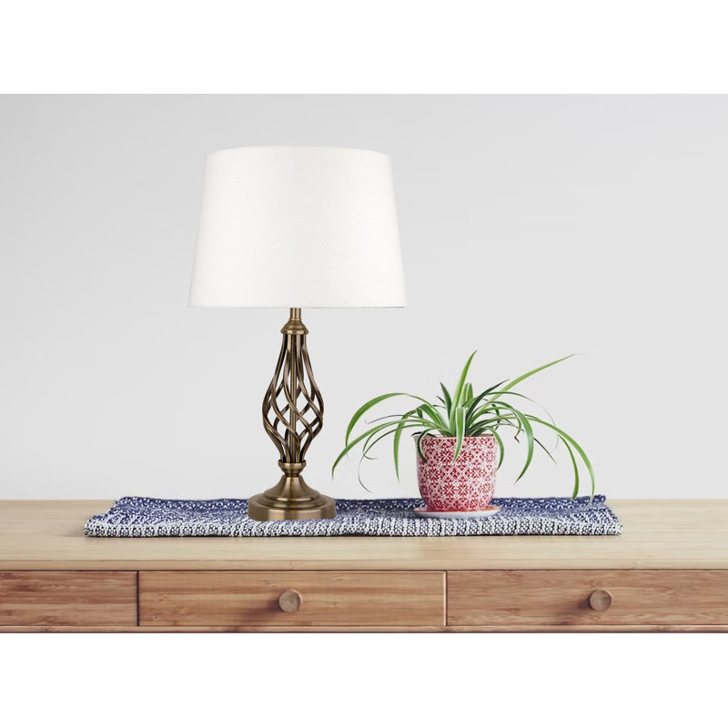 Zoey 49cm Twist Traditional Metal Table Lamp, Antique Brass