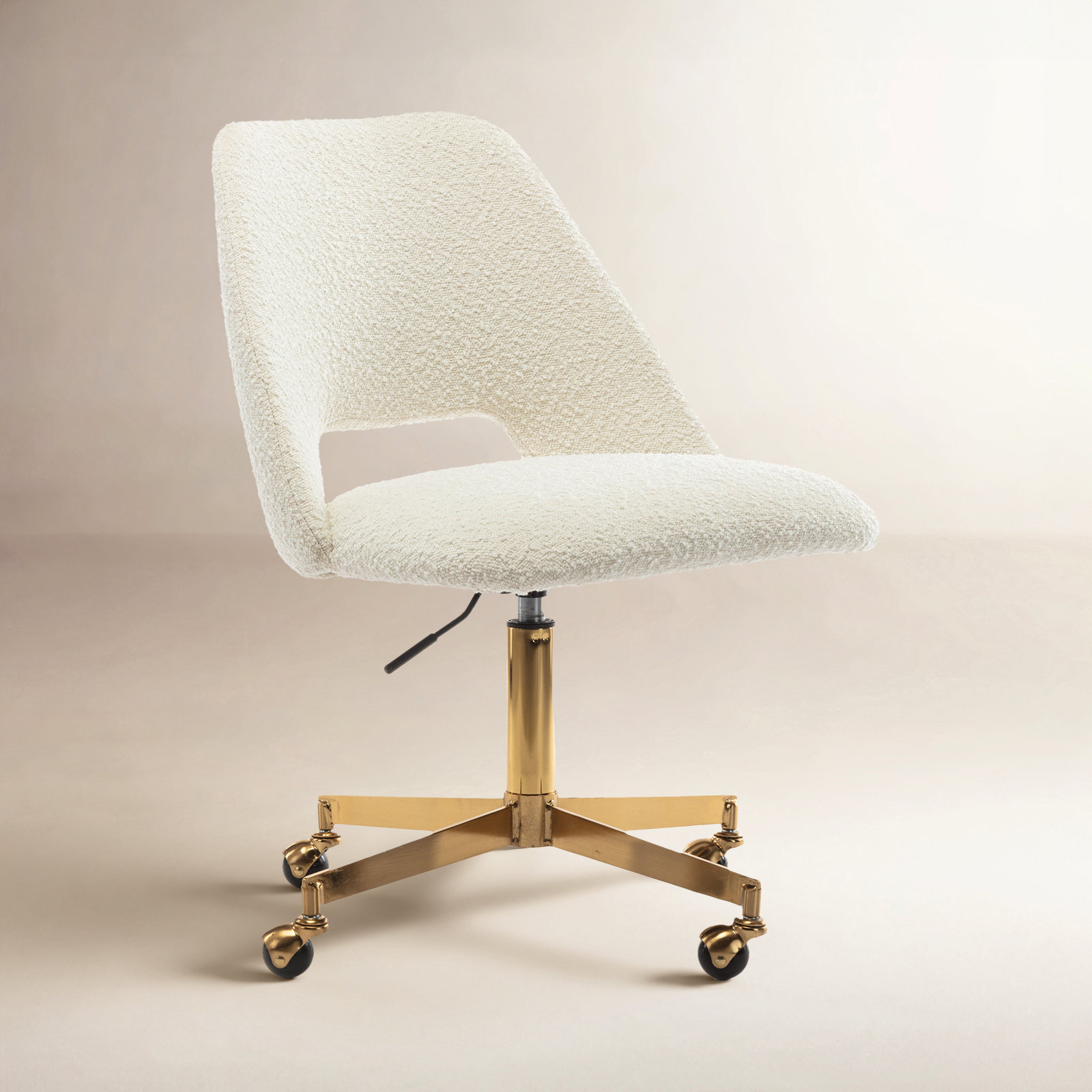 Borrego Office Chair, White Boucle