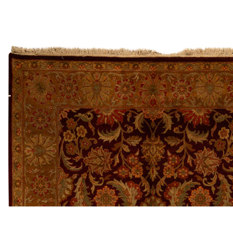 Hand Knotted Wool Oriental Area Rug in Red And Gold