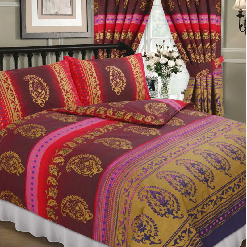 Cryal 144 TC Duvet Cover Set, Fuchsia, Super King Duvet Cover + 2 Standard Pillowcases