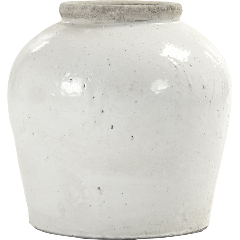 Vase de table en céramique blanche, H 15 po x l 15 po x P 15 po