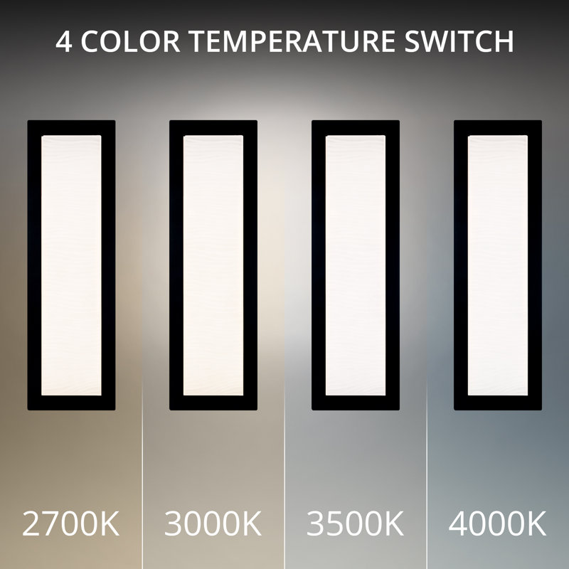 Wavelet 3000K Dimmable LED Outdoor Wall Light With Color Temperature Switch from 2700K/3000K/3500K/4000K, Weather Resistant Powder Coated Finish