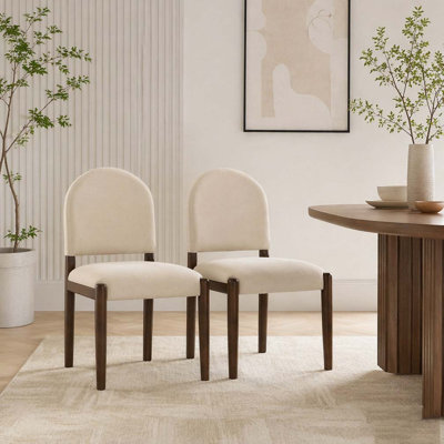 Dining Chairs with Back Mid Century Fabric Upholstered Armless