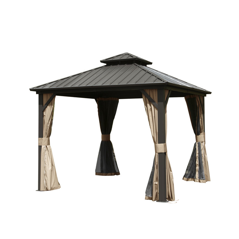 Aluminum Gazebo For Various Occasions - Party, Wedding, Office, Brown Modern With Classic Design Enhances Yard Aesthetics,