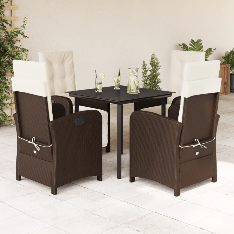 Ensemble repas extérieur Makiley, Noir, 4, H 29,1 po x l 31,5 po x P 31,5 po