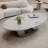 Faux Marble Coffee Table With Sculptural Stainless Steel Base, Center Table-1936326622