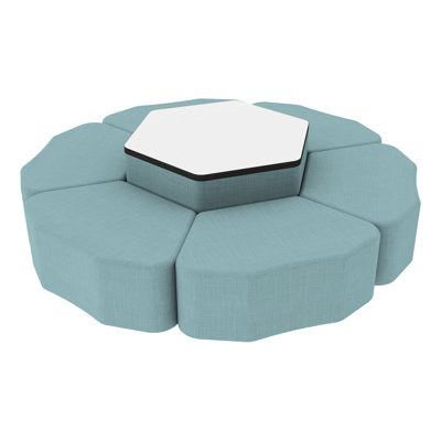Pro Series Dry-Erase Hexagon Ottoman Table with Petal 12" H Seating, 7-Piece Set - Whiteboard/Black