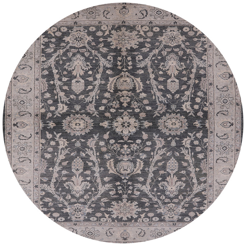 Tapis oriental noir / beige Magar, Rond 5 pi
