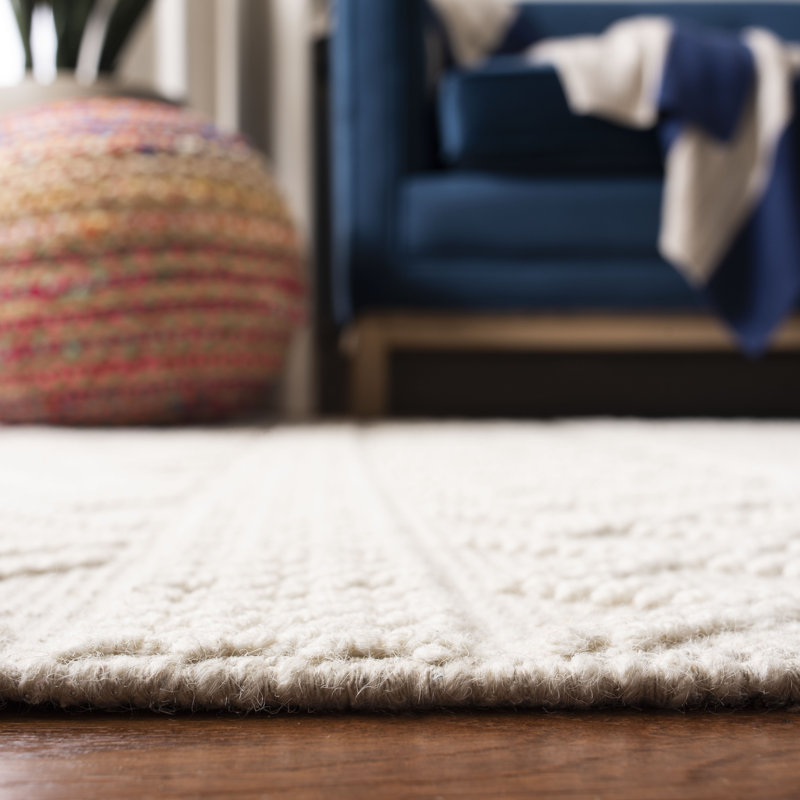 Tapis ivoire en laine / coton tissé à la main Hayhurst, Carré 4 pi