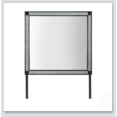 Miroir gris anthracite Soulmarie avec détails scintillants et cadre en bois robuste, parfait pour les intérieurs modernes et élégants.