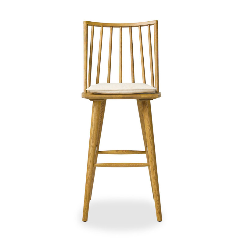 Lewis Windsor Stool With Cushion-Sandy Oak-Counter, Counter Stool (25.02” Seat Height), Sandy Oak