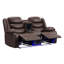 Ensemble 3 pièces: canapé inclinable, causeuse console et fauteuil inclinable oscillant avec éclairage DEL, brun-583402042