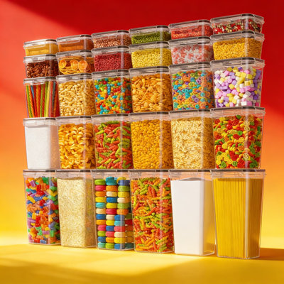 Airtight Food Storage Containers Set, 30-Piece BPA-Free Plastic Kitchen Pantry Organization With Lids, Labels & Marker, For Cereal, Flour, Sugar And Dry Food