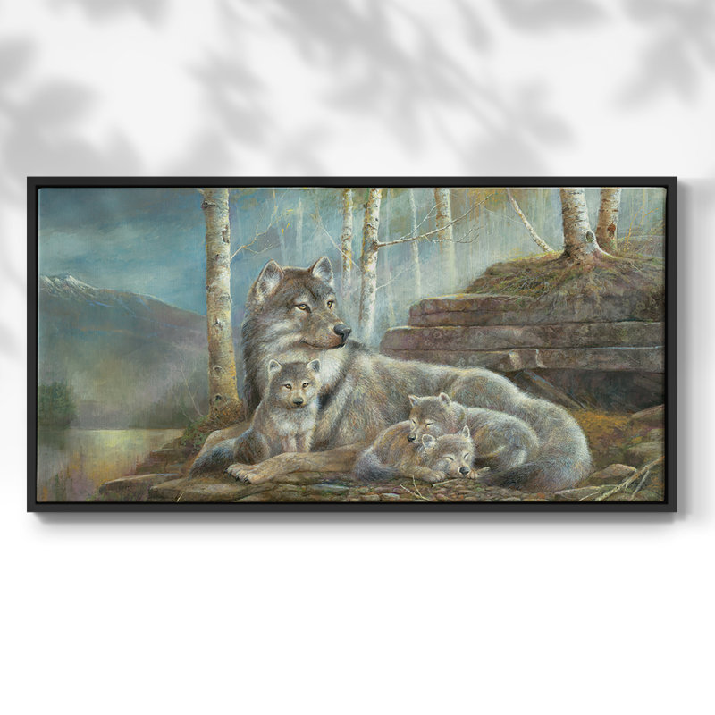 Safe & Sound - Toile tendue avec châssis encadré - Prêt à être accroché, H 21 po x l 41 po, Noir
