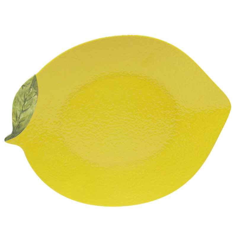 Yellow Lemon-Shaped Melamine Serving Platter and Bowl Set