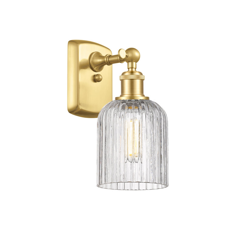 Northgate Steel Armed Sconce, Satin Gold, Clear