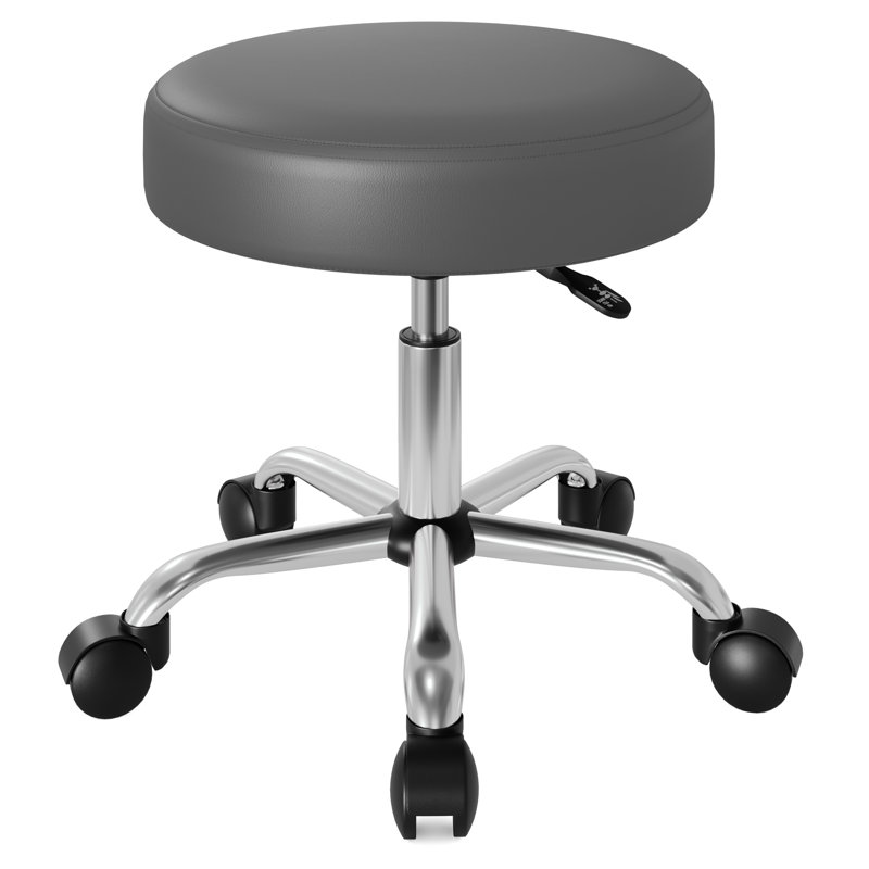 Tabouret roulant à hauteur réglable avec roulettes, Grey, Silver