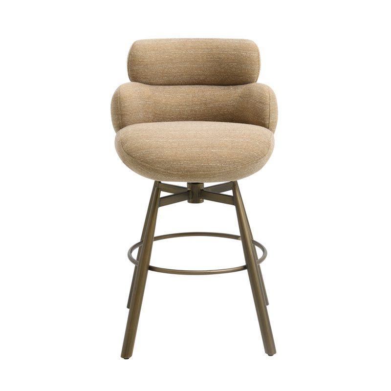 Tabouret de bar pivotant en chenille Domi, Brun