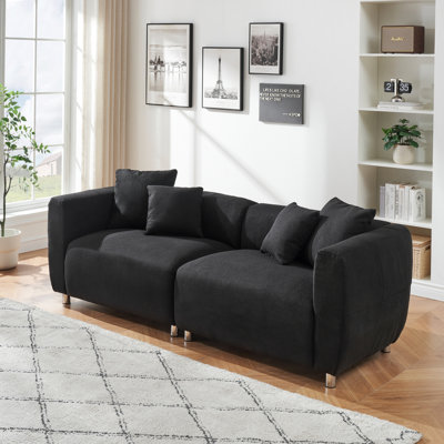 Spacious 3 - Seater Sofa With Metal Legs, Solid Wood Frame And 4 Pillows For Various Living And Office Scenes