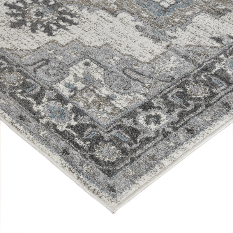 Honig Traditional Bordered Medallion Durable Performance Area Rug, Rectangle 2'6" x 10'3"