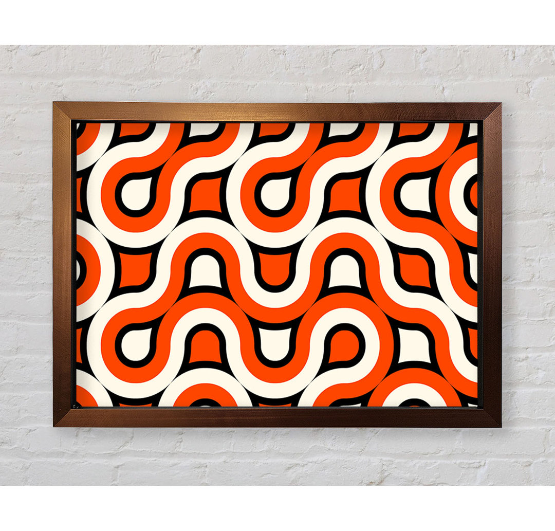 Gerahmtes Leinwandbild Graphical Maze Orange