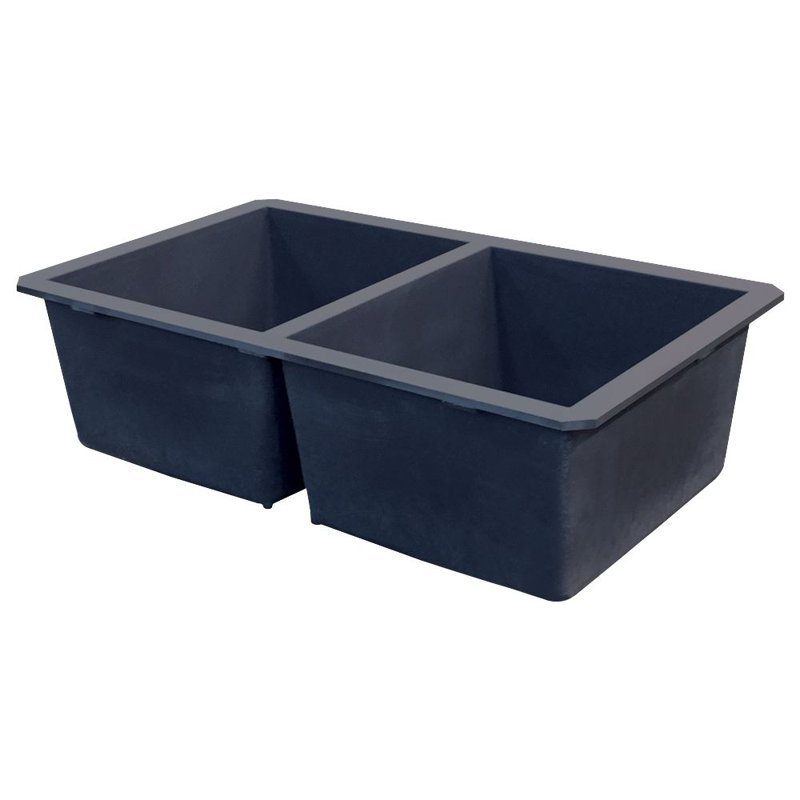 Radius 31.75'' L Double Bowl Kitchen Sink, Gray
