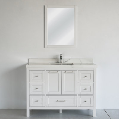 Meuble-lavabo simple 48 po avec plateau en céramique Selena