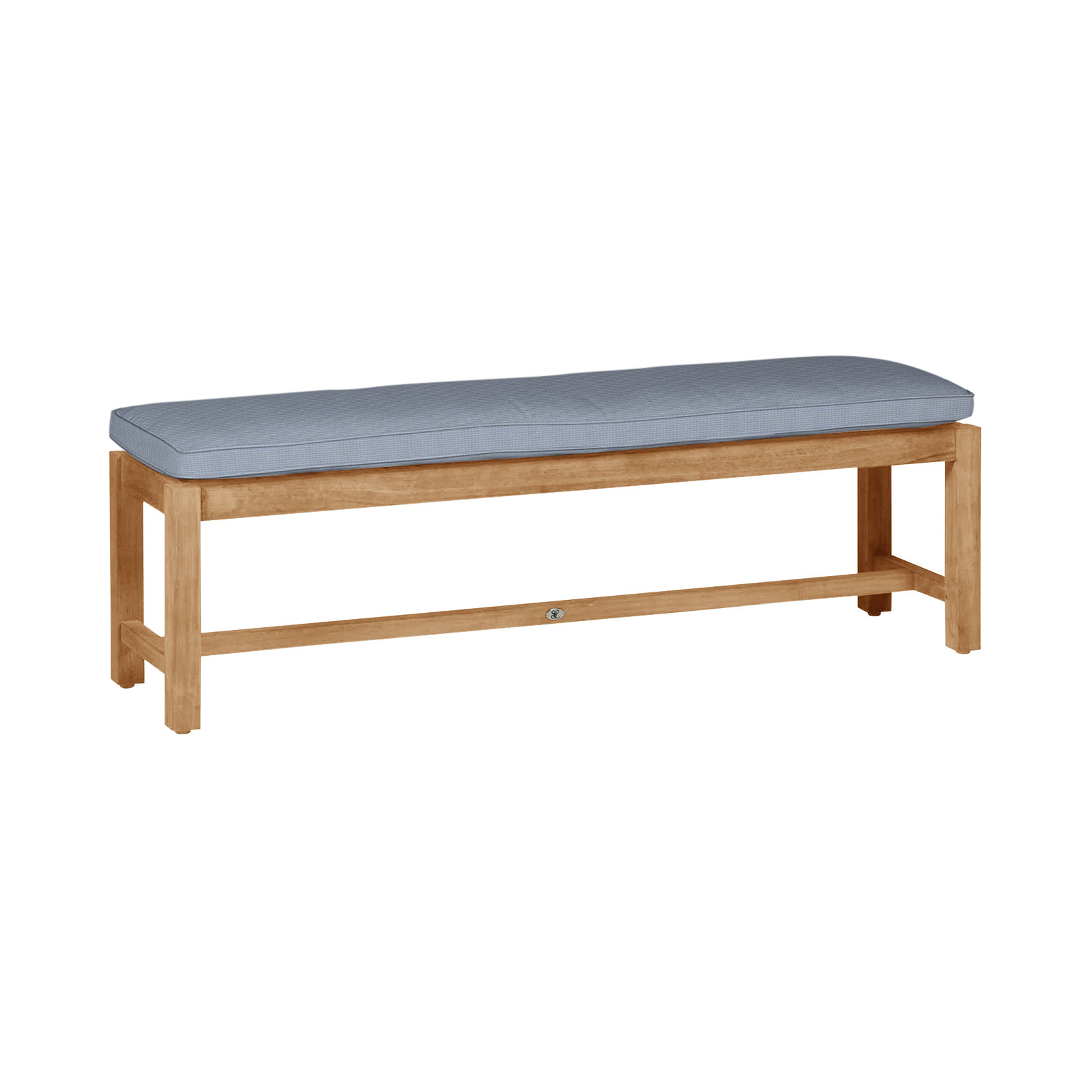 Club Outdoor Backless Bench 59 in., Welt, Arbor Chambray Dove Sunbrella®, Natural Teak
