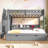 Twin over Full Bunk Bed with Storage Staircase, Trundle, Shelves & USB Charging Station, Grey-219728135