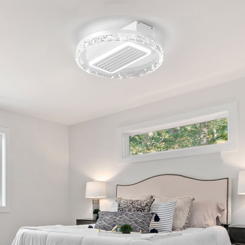 Ventilateur de plafond blanc sans lame 19,7 pouces avec lumière DEL à intensité variable et télécommande