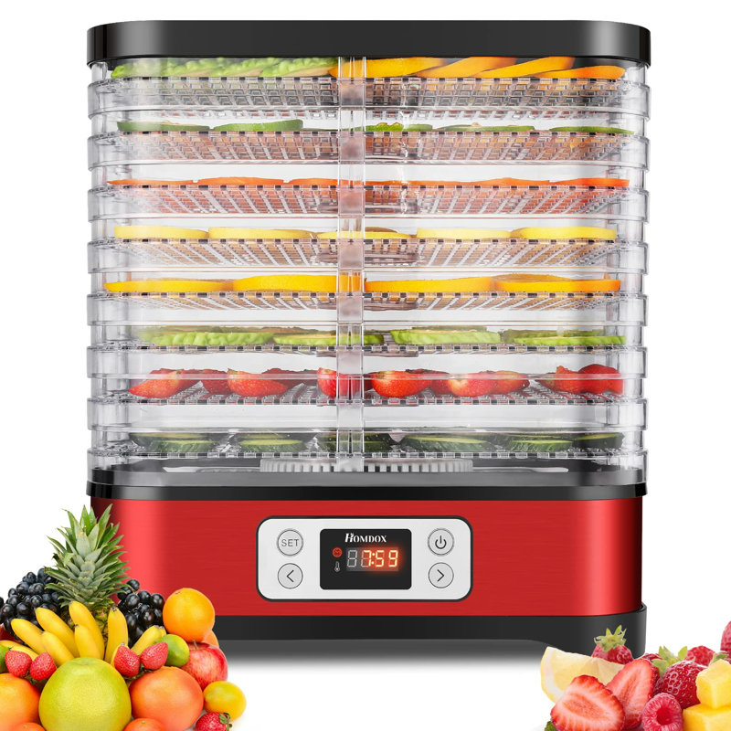 Déshydrateur d'aliments à 8 plateaux himimi, Rouge / transparent / noir