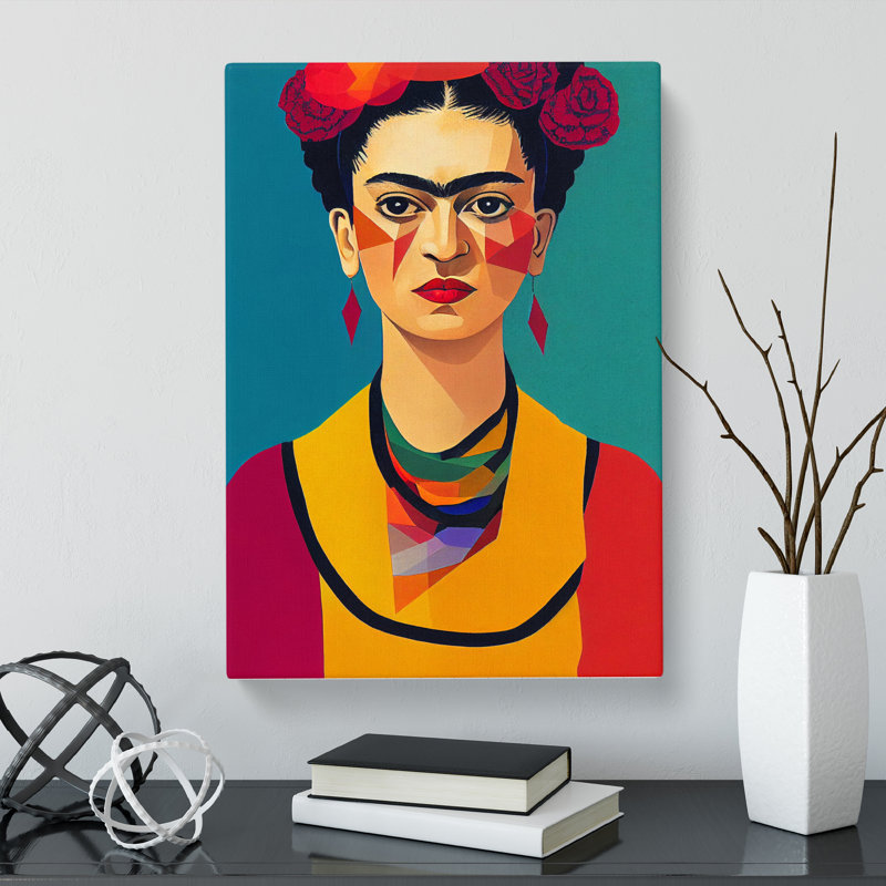 CAN-V0523-1057X Frida Kahlo Geometric - Print, No Matte, Wrapped Canvas, 76cm H x 50cm W x 3cm D