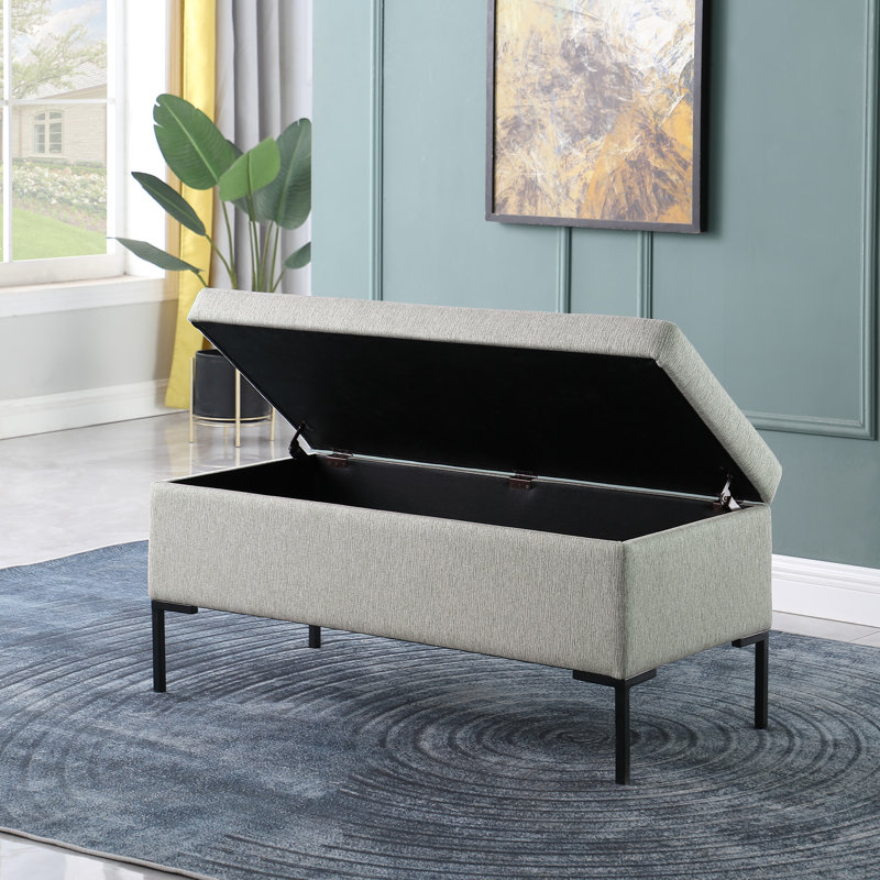 Polyester Upholstered Bench with Flip Top