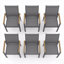 Ensemble de 6 chaises de patio d'extérieur en aluminium gris - textilene toutes saisons