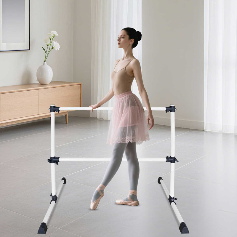 Barre de ballet blanche de 4 pi avec plage réglable de 6,7 à 46 pouces pour la pratique de la danse, Blanc