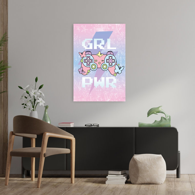 Girl Power, art contemporain avec papillon, H 36 po x l 24 po